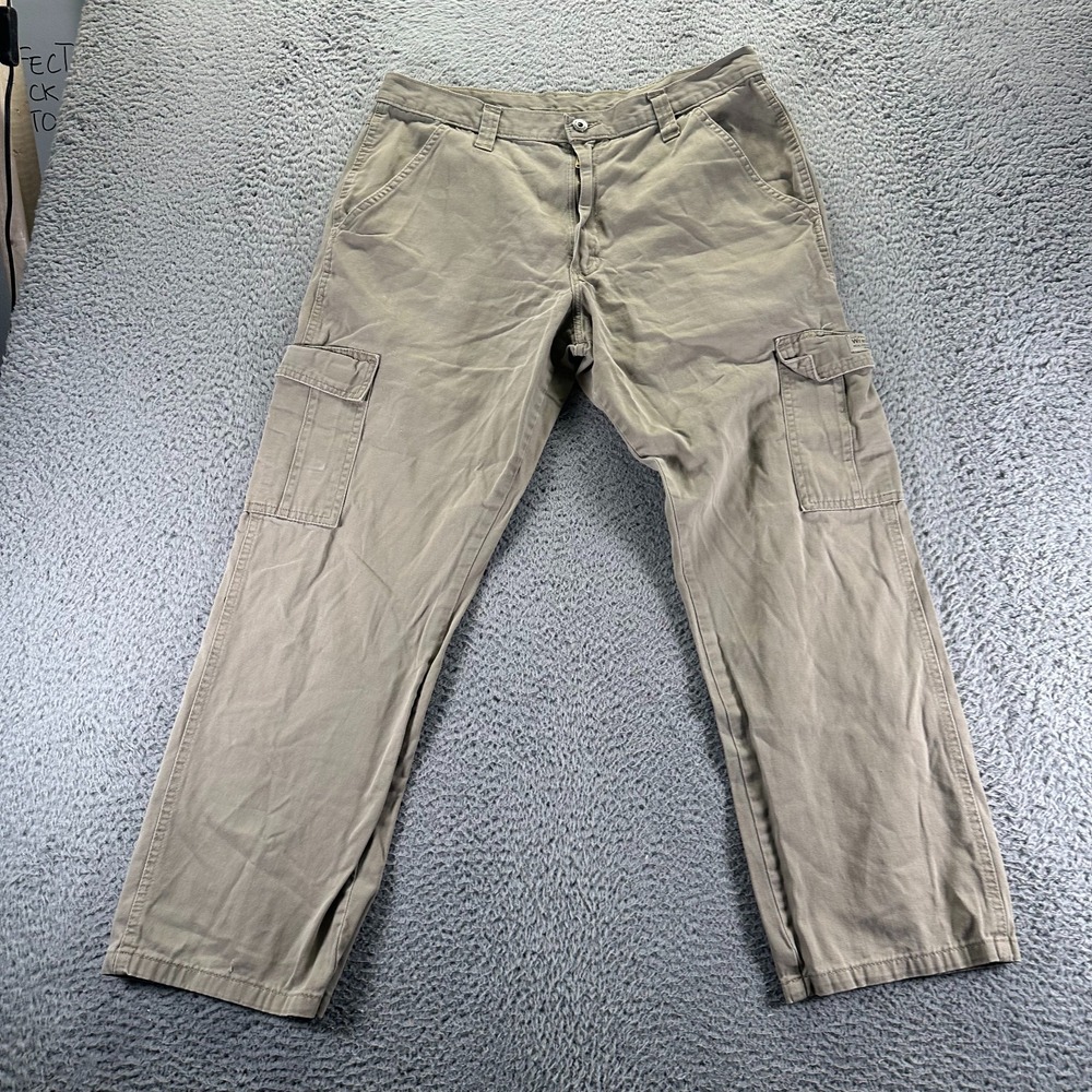 Wrangler Pant Mens 34X30 Brown Cotton Cargo Straight Leg Traval Utility Workwear